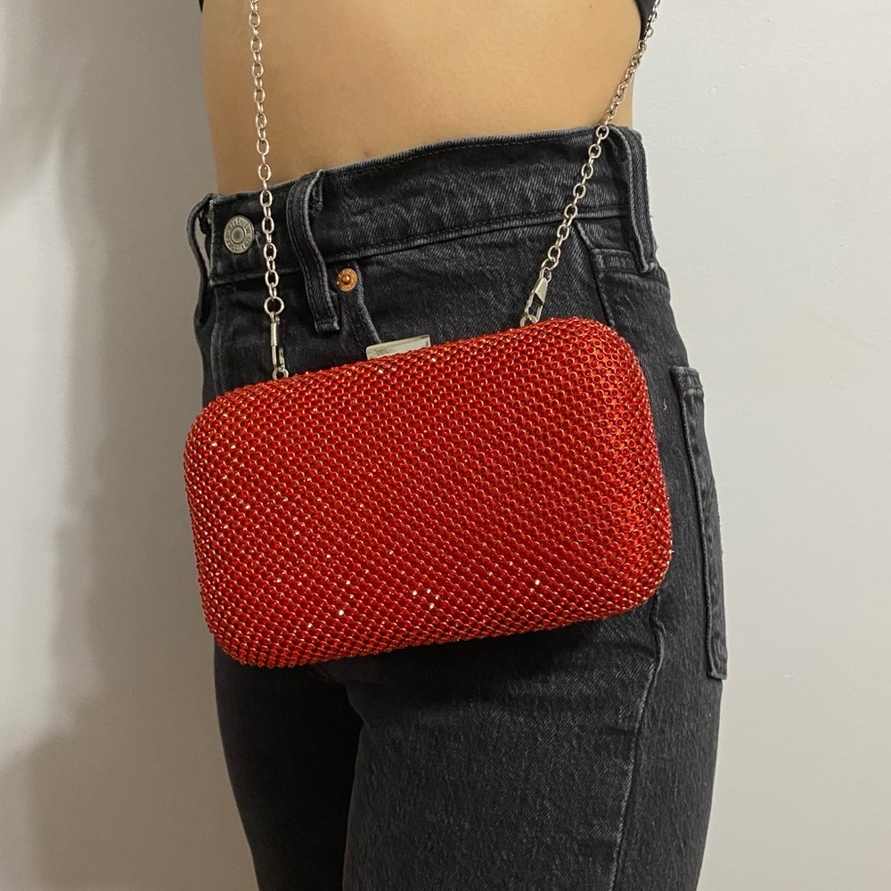 lulu townsend sparkly red gem convertible clutch